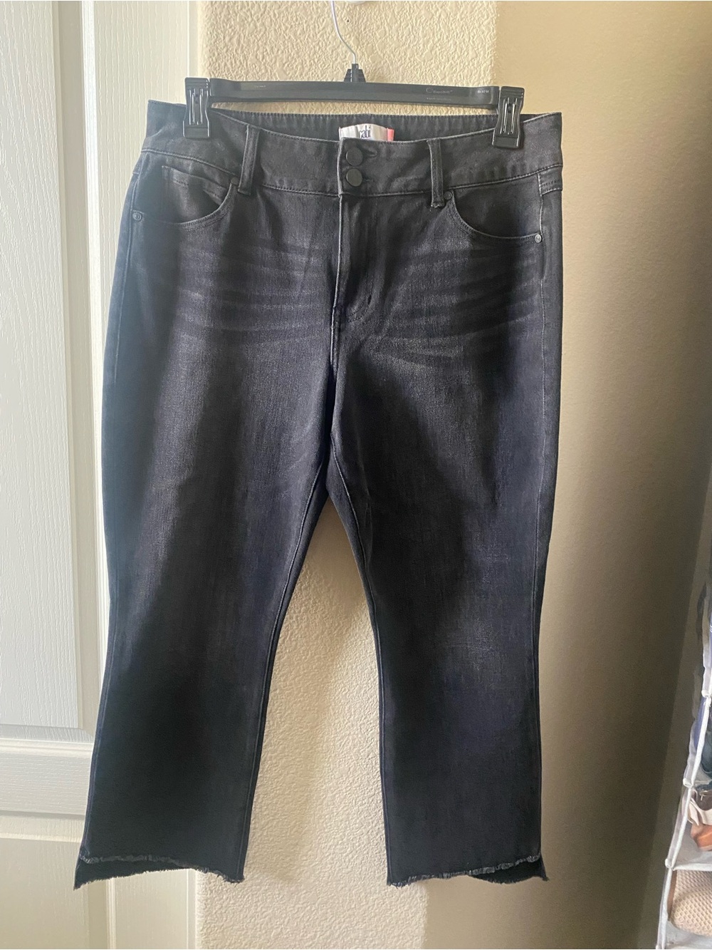 CAbi Women's crop high-low Black Denim Jeans